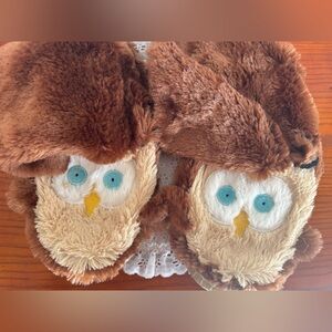 Hatley Brown Owl Slouchy Slippers Large 9/10 US Size Women